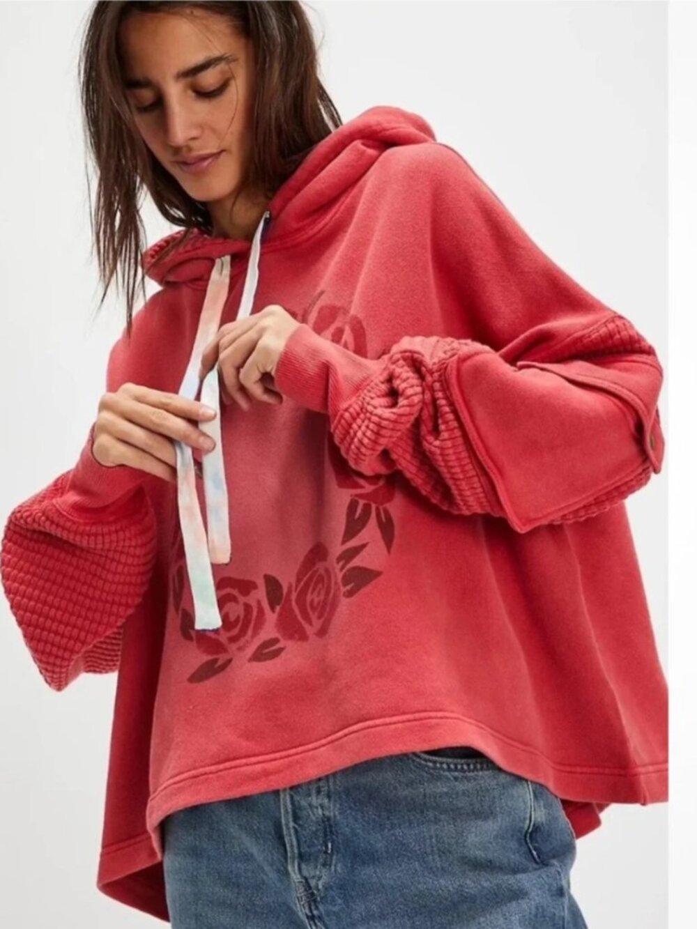 Free People NWT Friendship Sweatshirt Hoodie Pink Oversized size XS